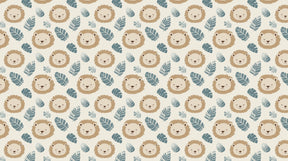 Detailed lion safari mural wallpaper design pattern with stylized foliage by Kids-Mundo
