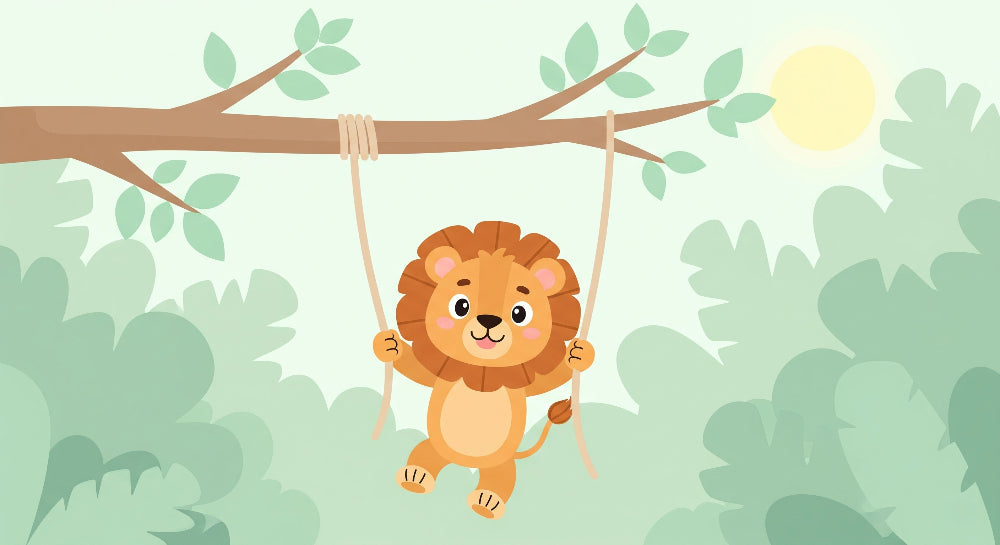 Detailed lion swing safari mural wallpaper design pattern by Kids-Mundo