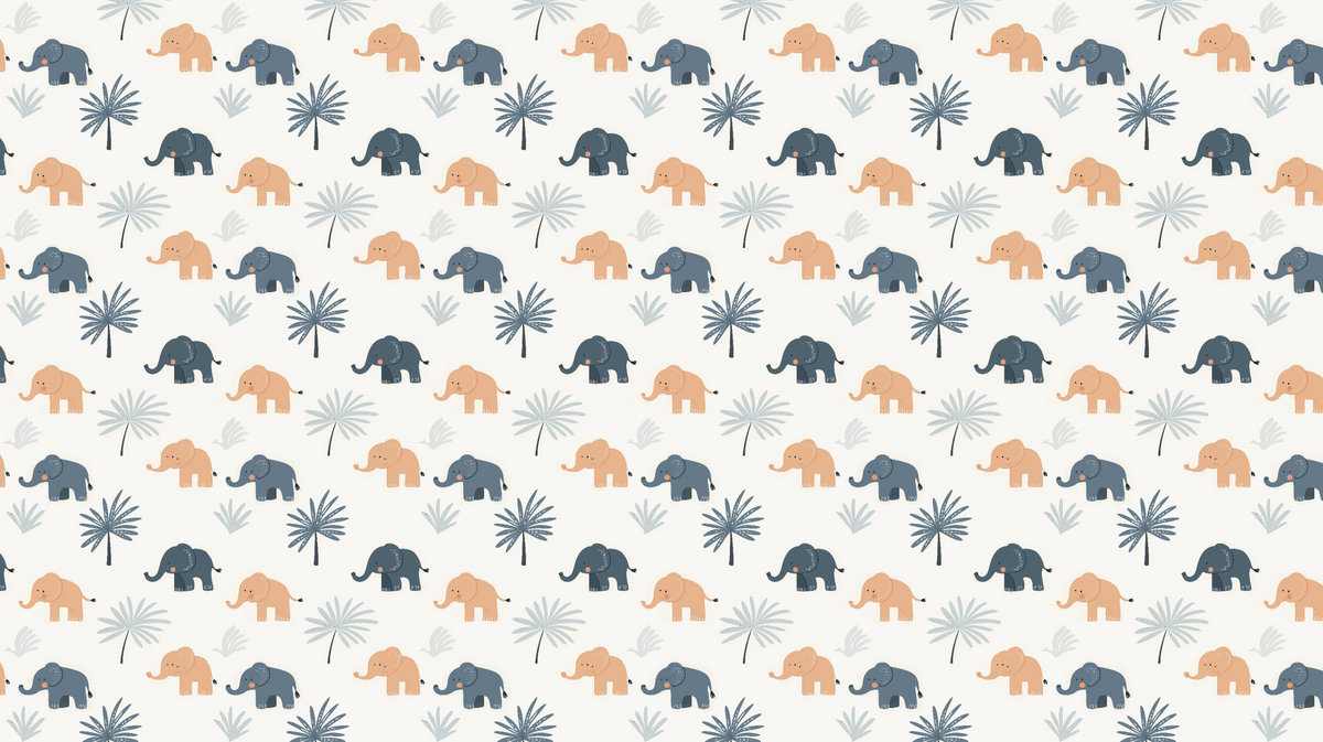 Little Elephants Pattern Wall Mural