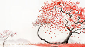Detailed love tree mural wallpaper design pattern with heart-shaped leaves by Kids-Mundo