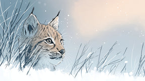 Detailed lynx in winter landscape mural wallpaper design pattern by Kids-Mundo