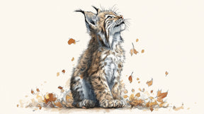 Detailed lynx and autumn leaves mural wallpaper design pattern by Kids-Mundo