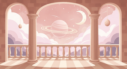Kids-Mundo flat artwork preview of the magical balcony planet view wall mural design