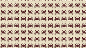 Detailed marine crab mural wallpaper design pattern showing burgundy crabs on beige background by Kids-Mundo