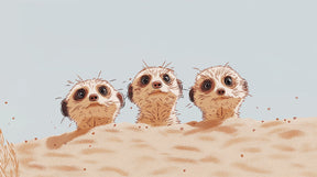 Detailed meerkat desert mural wallpaper design pattern showing curious safari animals by Kids-Mundo