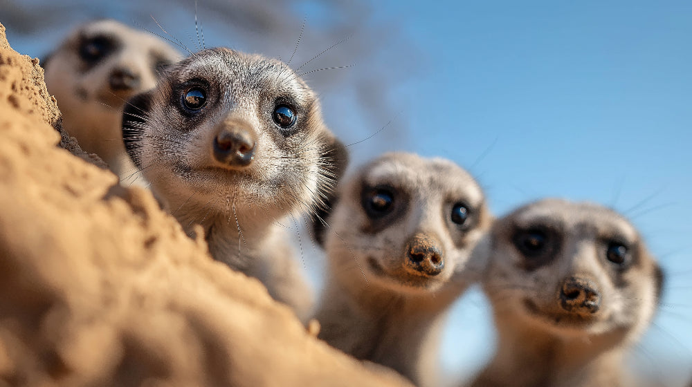 Detailed meerkat desert mural wallpaper design pattern showing curious safari animals by Kids-Mundo