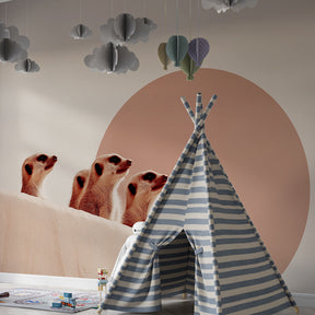 Safari meerkat mural wallpaper transforming kids playroom into wildlife adventure space
