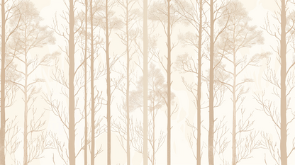 Kids-Mundo flat artwork preview of the minimalist beige forest tree mural design before printing.