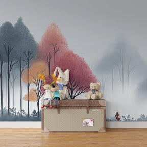 Woodland animal mural wallpaper transforming children's bedroom into enchanted forest by Kids-Mundo