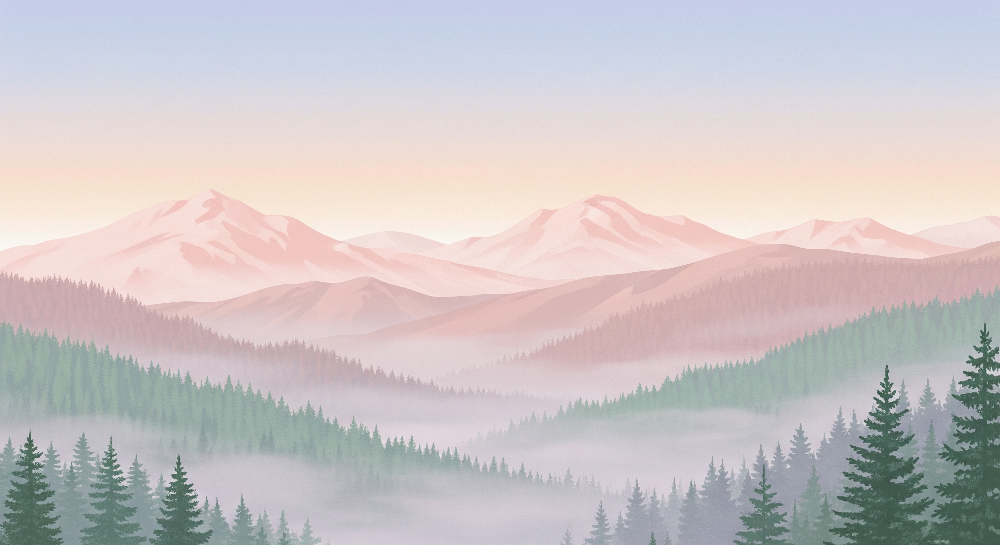 Misty Mountain Forest Landscape Wall Mural