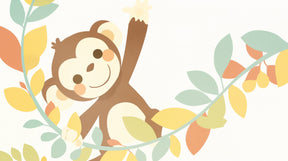 Detailed monkey mural wallpaper design pattern with colorful leaves by Kids-Mundo