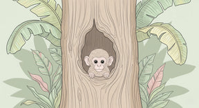 Detailed monkey tree mural wallpaper design pattern showing tropical jungle artwork by Kids-Mundo
