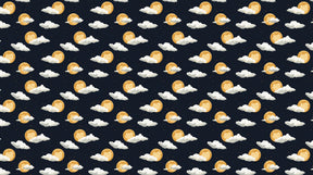 Detailed golden moon and cotton clouds mural wallpaper design pattern by Kids-Mundo