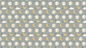 Detailed moon and stars mural wallpaper design pattern with smiling celestial faces by Kids-Mundo