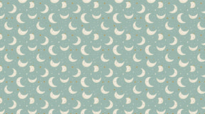 Golden moons and stars mural wallpaper design pattern detail by Kids-Mundo for children's rooms