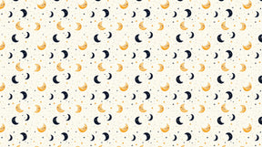 Detailed moon and stars mural wallpaper design pattern with smiling celestial faces by Kids-Mundo