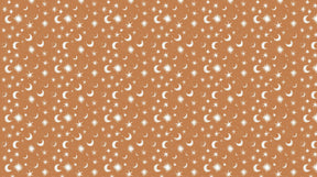 Detailed moon and stars mural wallpaper design pattern on terracotta by Kids-Mundo