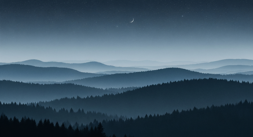 Moonlit Mountain Forest Wall Mural
