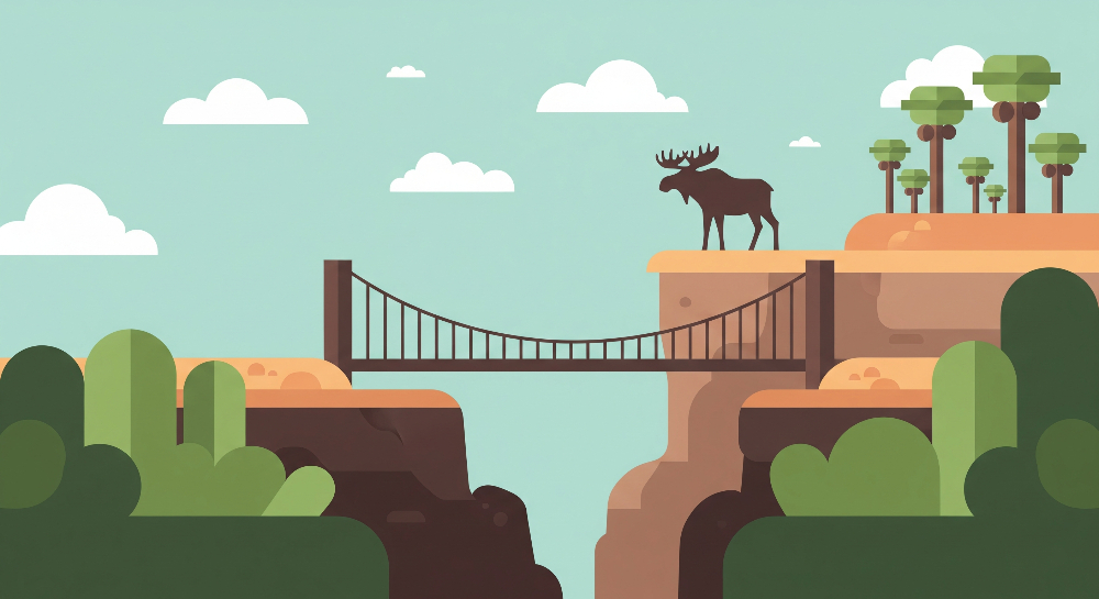 Moose on a Suspension Bridge Wall Mural