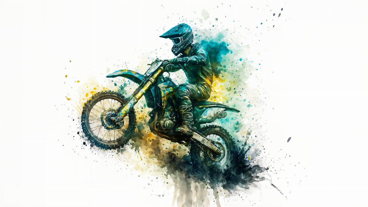 Motocross Rider Watercolour Splash Wall Mural