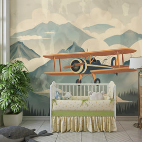 Multicolored mountain landscape wallpaper transforming kids bedroom into adventure scene by Kids-Mundo