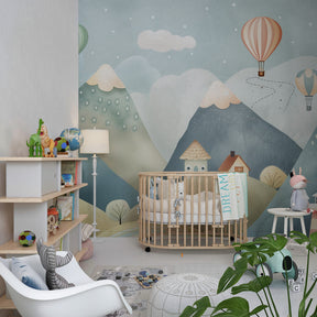 Enchanted mountain adventure wallpaper creating magical kids bedroom decor