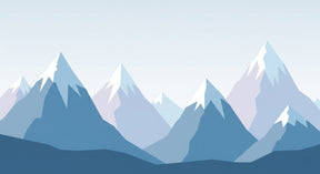 Detailed geometric mountain landscape mural wallpaper design pattern with blue peaks by Kids-Mundo