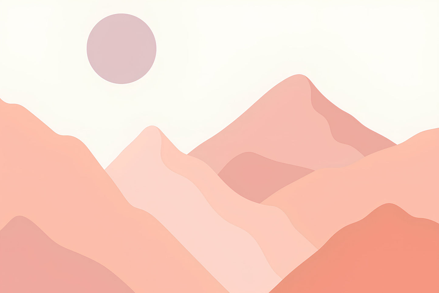 Detailed mountain landscape mural wallpaper design pattern in rose and peach by Kids-Mundo