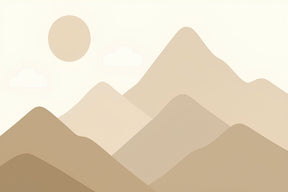 Detailed mountain landscape mural wallpaper design pattern in soft beige tones by Kids-Mundo