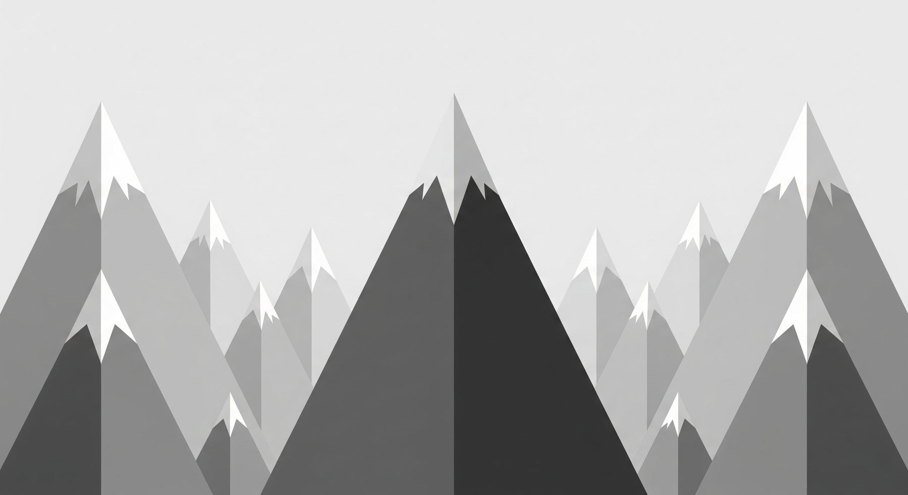 Detailed stylized mountain mural wallpaper design pattern with geometric gray peaks by Kids-Mundo