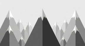 Detailed stylized mountain mural wallpaper design pattern with geometric gray peaks by Kids-Mundo