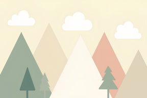 Detailed pastel mountain and clouds mural wallpaper design pattern by Kids-Mundo