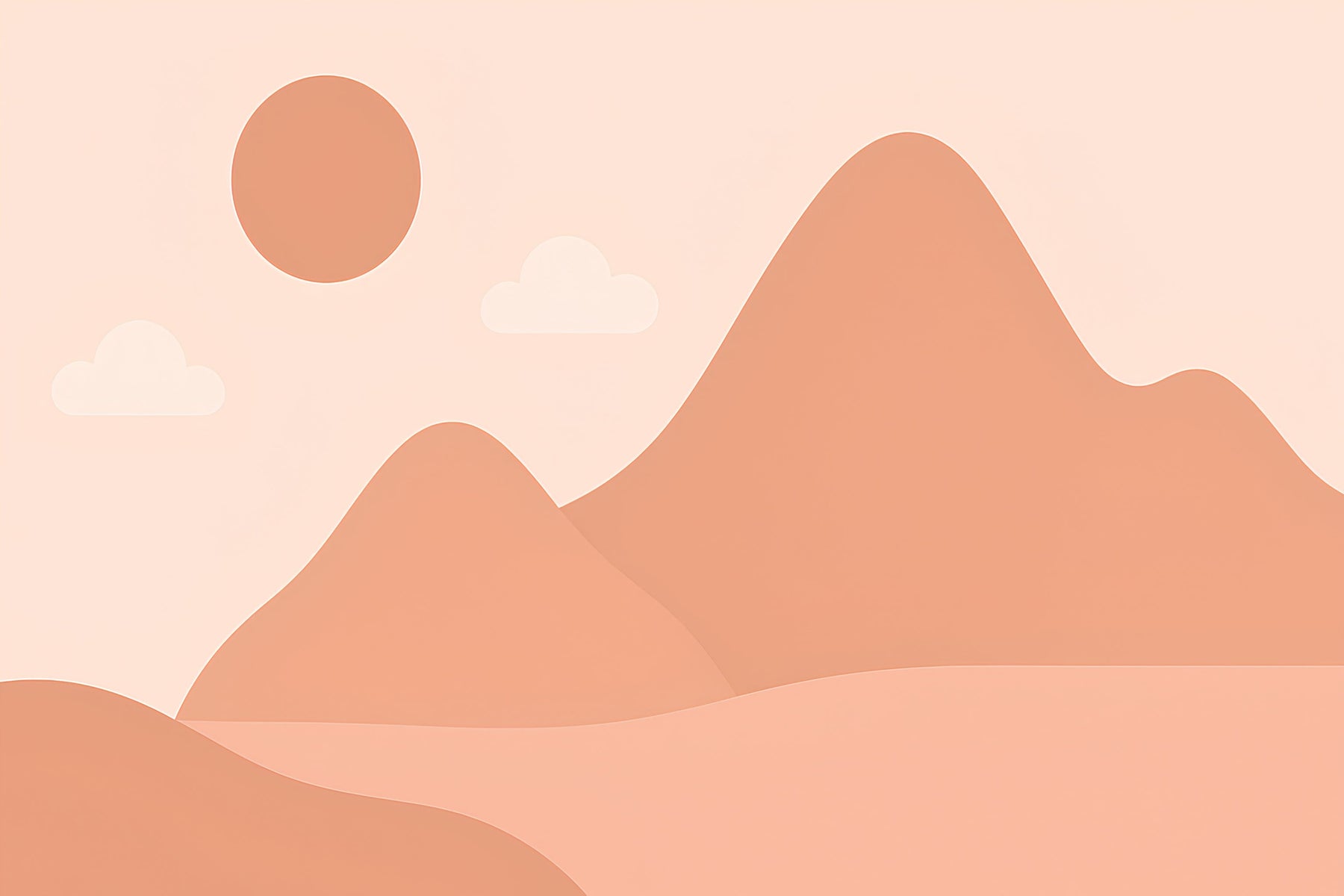 Detailed mountain mural wallpaper design pattern with soft pink peaks and clouds by Kids-Mundo