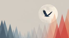 Detailed mountain peaks and flying bird mural wallpaper design pattern by Kids-Mundo