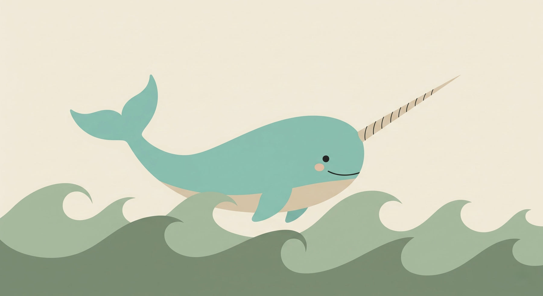 Detailed narwhal ocean waves mural wallpaper design pattern by Kids-Mundo