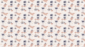 Detailed nautical adventure mural wallpaper design pattern with ships and palm trees by Kids-Mundo