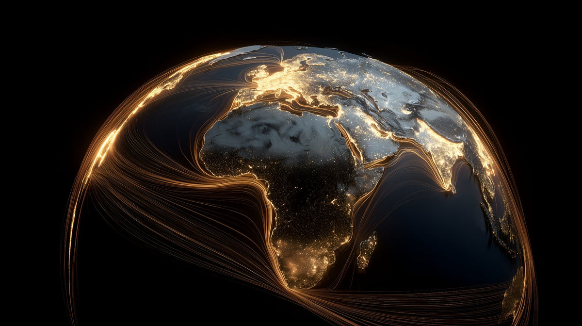 Glowing Night Earth World Map Wall Mural