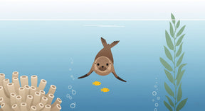 Detailed sea otter and marine creatures mural wallpaper design pattern by Kids-Mundo