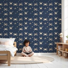Ocean crabs and sea stars mural wallpaper in modern nursery room by Kids-Mundo