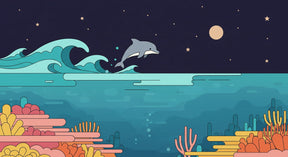 Detailed ocean dolphin mural wallpaper design pattern with coral reef by Kids-Mundo
