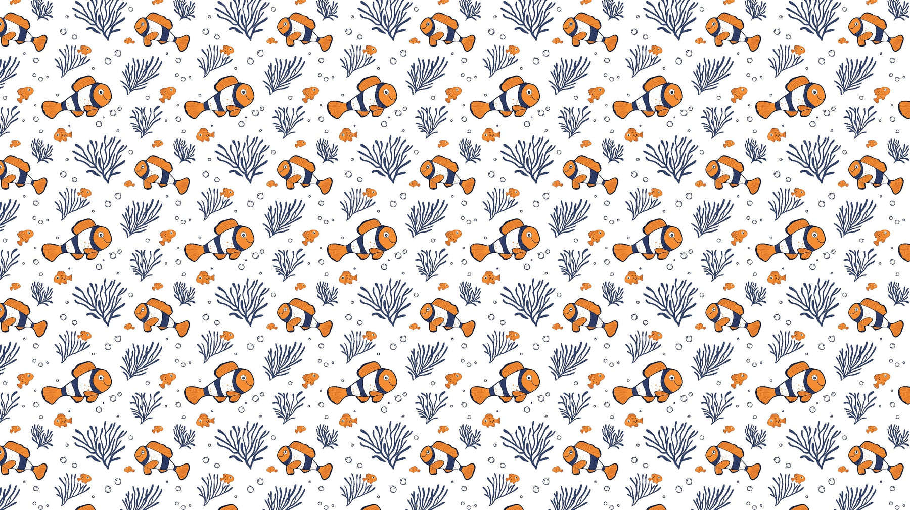 Detailed clownfish and coral reef mural wallpaper design pattern by Kids-Mundo