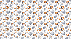 Detailed clownfish and coral reef mural wallpaper design pattern by Kids-Mundo