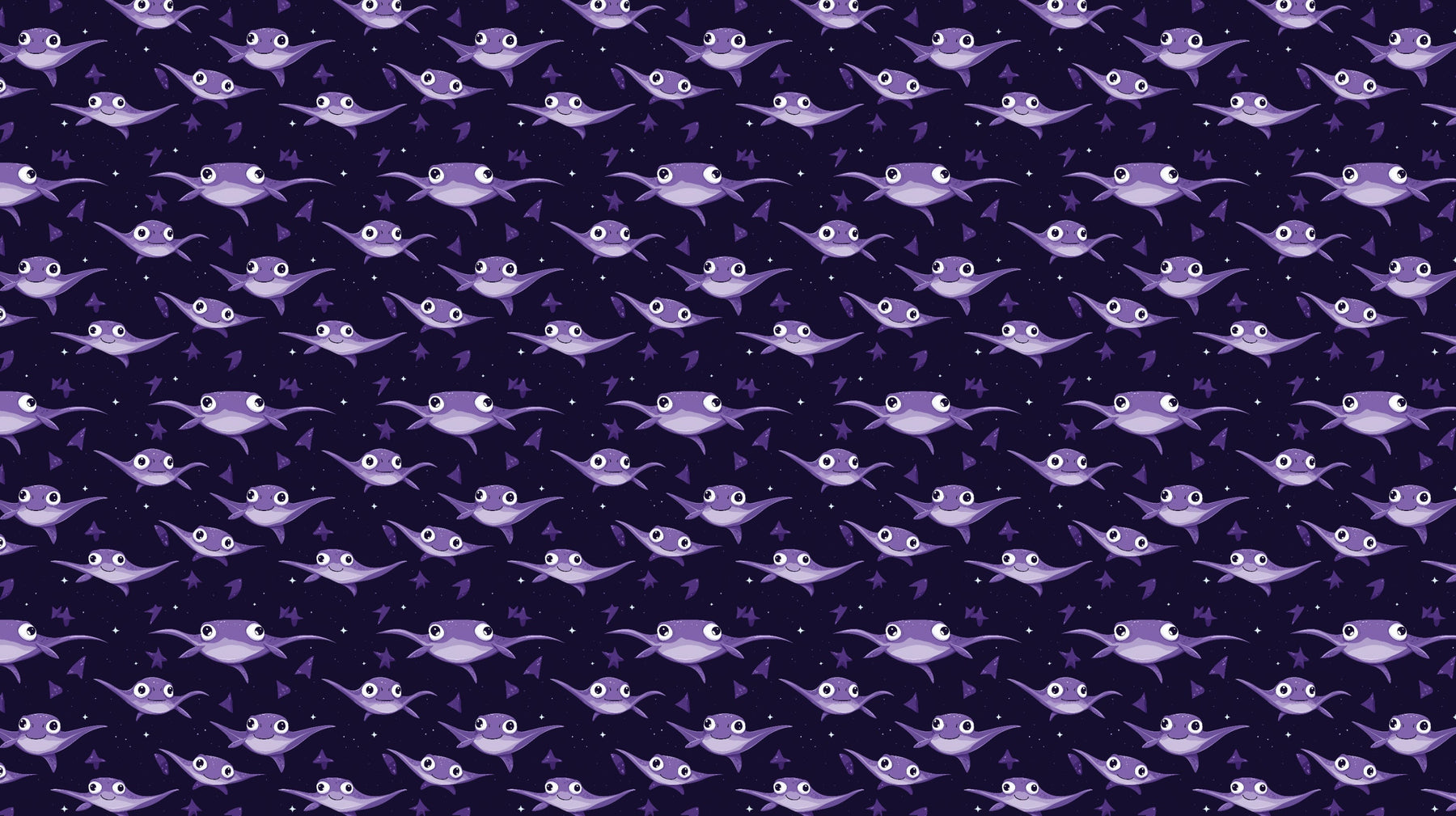 Detailed ocean fish mural wallpaper design pattern with purple starry background by Kids-Mundo