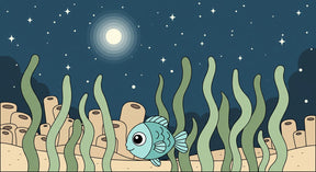 Detailed ocean fish and underwater scene mural wallpaper design pattern by Kids-Mundo