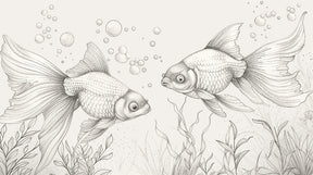 Detailed ocean fish mural wallpaper design pattern with elegant underwater ballet by Kids-Mundo