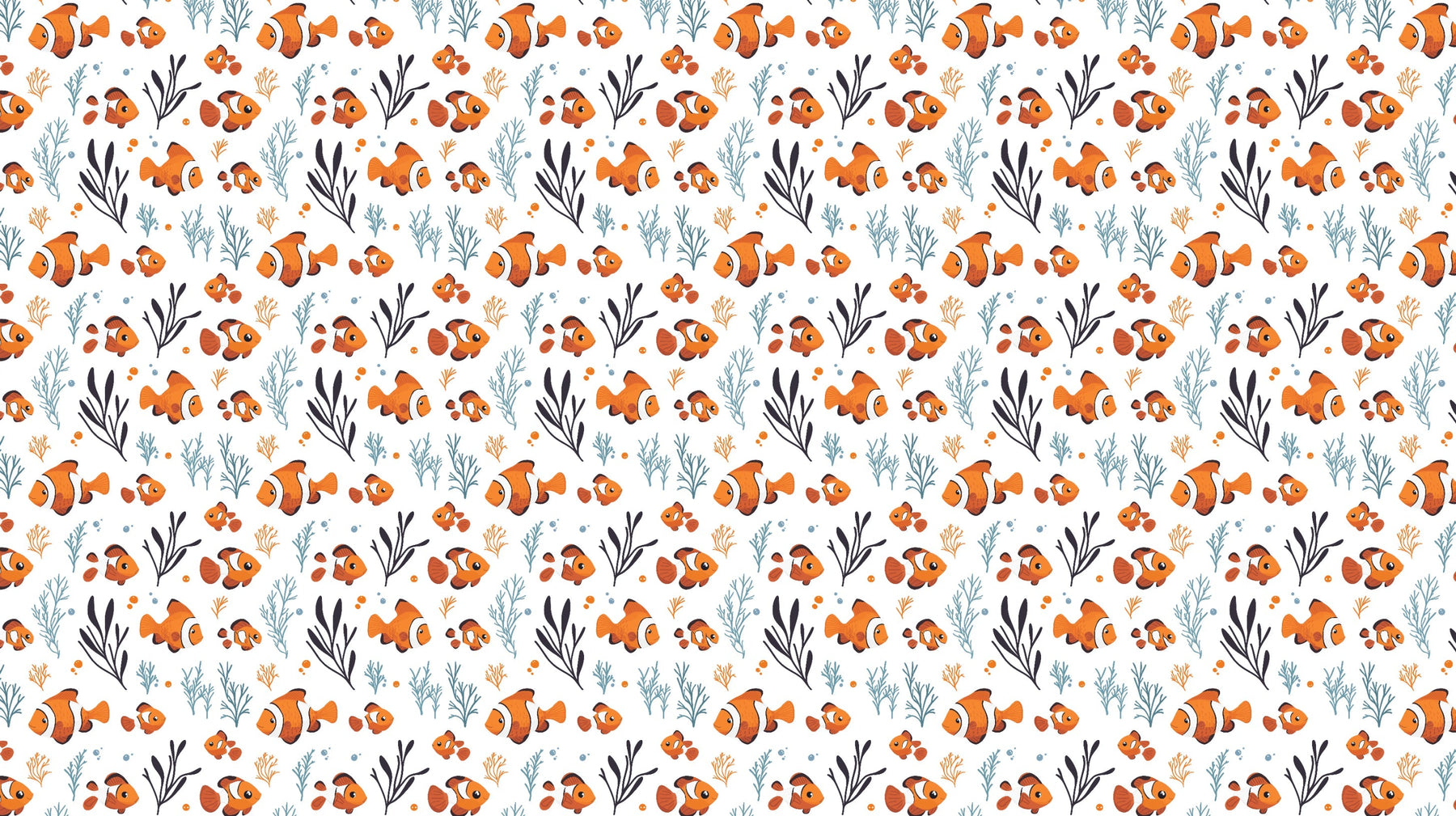 Detailed ocean fish mural wallpaper design pattern with clownfish and coral by Kids-Mundo