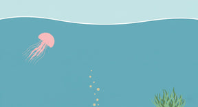 Detailed ocean jellyfish mural wallpaper design pattern with marine bubbles by Kids-Mundo