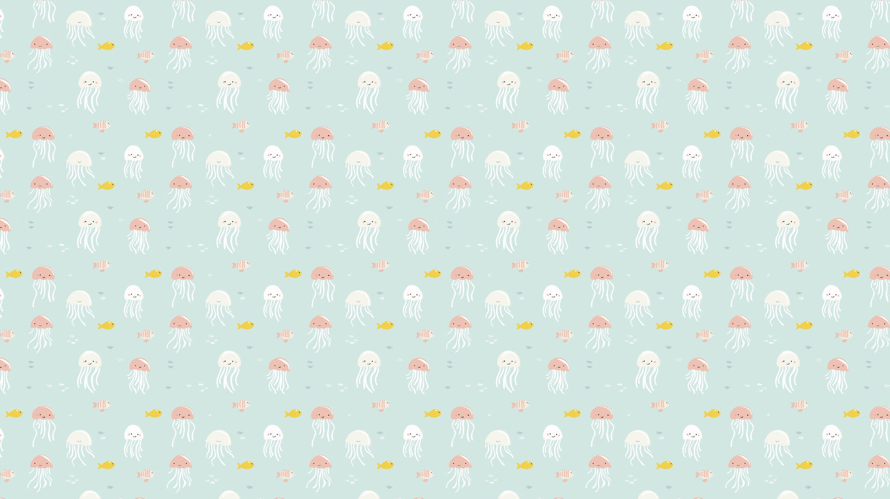 Detailed ocean jellyfish and fish mural wallpaper design pattern by Kids-Mundo