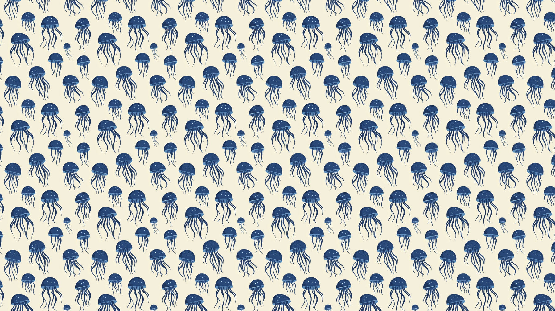 Detailed ocean jellyfish mural wallpaper design pattern in blue marine tones by Kids-Mundo