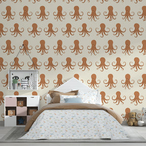 Playful octopus wallpaper transforming children's bedroom into marine adventure space